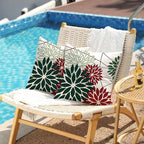 DFXSZ Green and Red Floral Pillow Covers 18x18 Set of 2 Outdoor Waterproof Decorative Throw Pillows Christmas Pillow Covers Polyester Cushion Case Decor for Couch Patio Funiture Garden Porch 011G18
