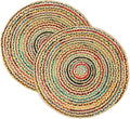 · REDEARTH · Jute Cotton Chindi Area Rug - 3' Round Rug, Handwoven, Non-Shedding, Soft & Durable – Multi Tones for Home Décor in Living Room, Dining Room, Bedroom, Set of 2