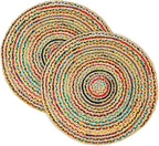 · REDEARTH · Jute Cotton Chindi Area Rug - 3' Round Rug, Handwoven, Non-Shedding, Soft & Durable – Multi Tones for Home Décor in Living Room, Dining Room, Bedroom, Set of 2