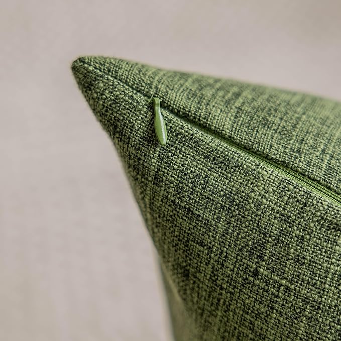 Home Brilliant Set of 4 Green Spring Pillow Covers 18x18 Farmhouse Lined Linen Pillow Covers Square Cushion Covers 45cm for Couch Sofa Bedroom Living Room Decor, 18 x 18 Inch, Green