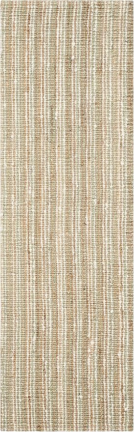 SAFAVIEH Natural Fiber Collection Runner Rug - 2'6" x 14', Sage & Natural Brown, Handmade Jute, Farmhouse Style, Chunky Textured Thick Pile (NF447S)