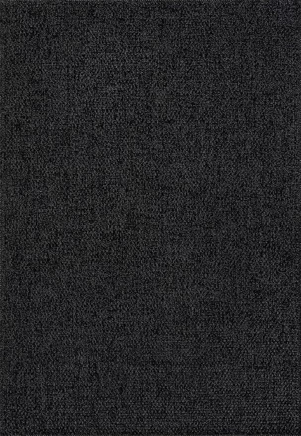 CAMILSON Easy Jute Rug 4x6, Indoor Outdoor Dark Gray Black Farmhouse Area Rugs for Living Room Patio and Kitchen Rug, Solid Boho Woven Design, Easy-Cleaning, Washable Outside Carpet Alfombras (4 x 6)