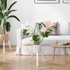 Adjustable Plant Stands Set of 2, Metal Small Plant Holder, Heavy Duty Stable Flower Holder Stand Rack for Various Pot Sizes Indoor Outdoor Corner Living Room Balcony Office White PS-007WH-2