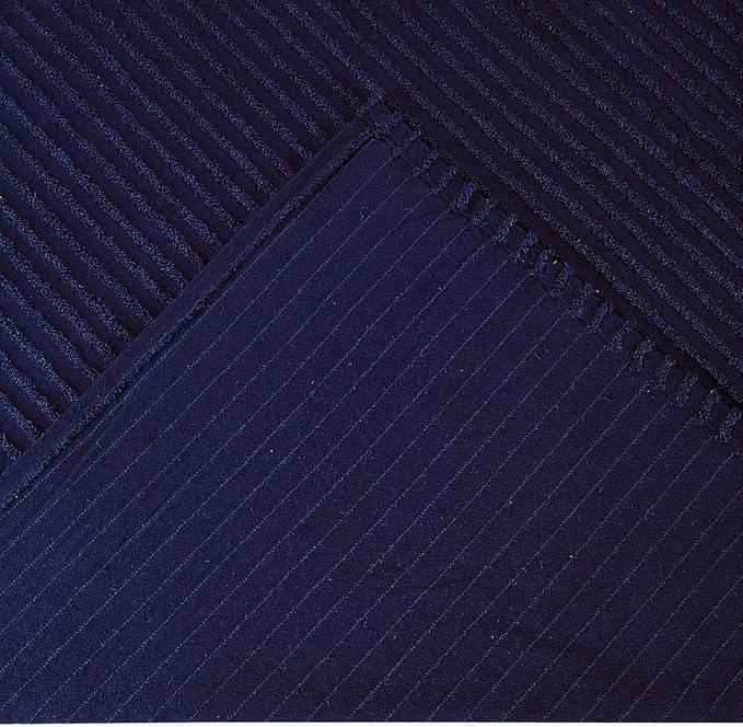Better Trends Chenille Bedspreads King Size, Navy 100% Cotton Chenille Stripe Design Tufted Bedding Coverlet Soft Lightweight, 120"x110" with 2 King Sham 3 Pieces Set Jullian Collection