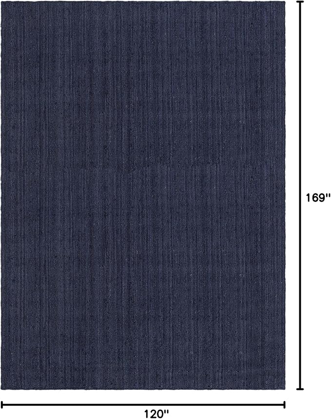 Unique Loom Braided Jute Collection Area Rug - Dhaka (10' x 14' 1" Rectangle, Navy Blue)