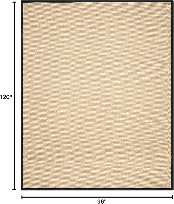 SAFAVIEH Area Rug 8x10 - Natural Fiber Collection - Large - Maize & Black, Sisal, Woven Design with Border (NF141A)
