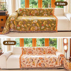 King Boho Throw Blanket 91" x 98", 100% Organic Cotton Breathable Skin-Friendly Ultra Soft Bed Quilt Throw - Floral Rustic Decor Luxury Reversible Blanket for Sofa Couch Chair and Gift