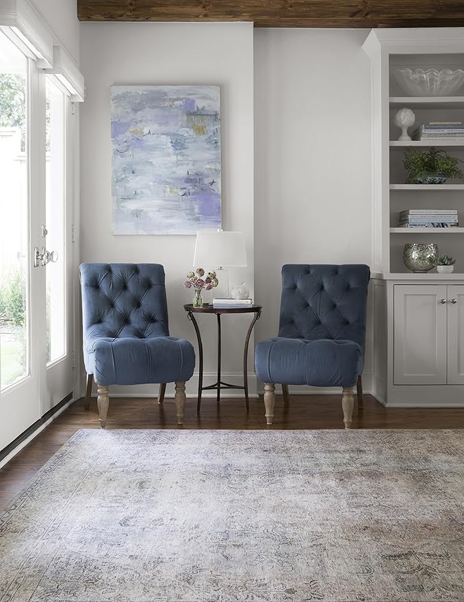 Loloi Loren Collection LQ-04 Silver/Slate 3'-6" x 5'-6" Accent Rug