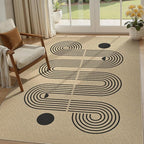 5x7 Outdoor Jute Area Rug Patio, Farmhouse Rugs for Living Room Backyard Machine Washable Non Slip, Pet Friendly Indoor Geometric Carpet for Dining Room - Brown