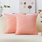 Home Brilliant Pink Pillow Covers 60x60 cm Set of 2 Plush Velvet Corduroy Throw Euro Pillow Sham Soft Pillow Cover for Daily Gifts, 24 x 24 inch, Coral