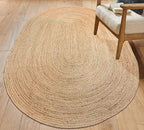 Chardin home Hand Woven Natural Jute Braided Area Rug – 6x9 Feet Oval | Vintage Boho Reversible Rug for Living Room, Bedroom, Dining Area, Entryway | Farmhouse Natural Fiber Floor Covering