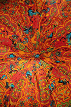 Moroccan Printed Round Chair Pads Cotton Linen Soft Comfort Chair Cushion Colorful Pompom Seat Cushions for Indoor Dining Room and Kitchen Chairs (Orange,22x22 Inch)