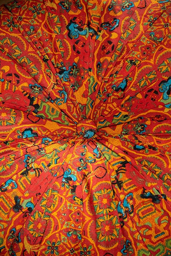 Moroccan Printed Round Chair Pads Cotton Linen Soft Comfort Chair Cushion Colorful Pompom Seat Cushions for Indoor Dining Room and Kitchen Chairs (Orange,22x22 Inch)