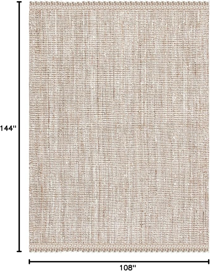 SAFAVIEH Natural Fiber Collection Area Rug - 9' x 12', Grey & Beige, Handmade Woven Fringe Jute, Ideal for High Traffic Areas in Living Room, Bedroom (NF825F)