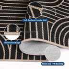 GarveeHome Easy Jute Rug 8x10 Rainbow Abstract Washable Non Slip Living Room Ultra-Thin Bedroom Rug, Non Skid Backing Accent Carpet for Dining Room Office