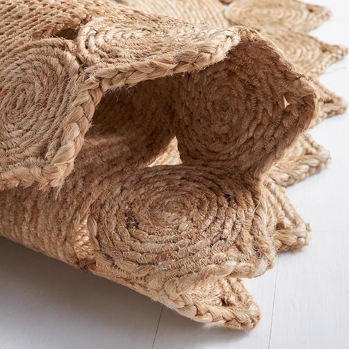 SAFAVIEH Natural Fiber Round Collection 3' Round Natural NFB246A Handmade Boho Country Charm Jute Area Rug