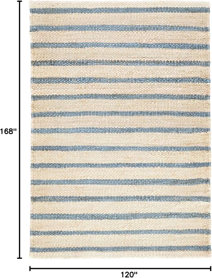 Dash & Albert Moana Stripe Handwoven Jute Rug, 9.5 X 13.5 Feet, Blue/Multicolored Stripe Pattern