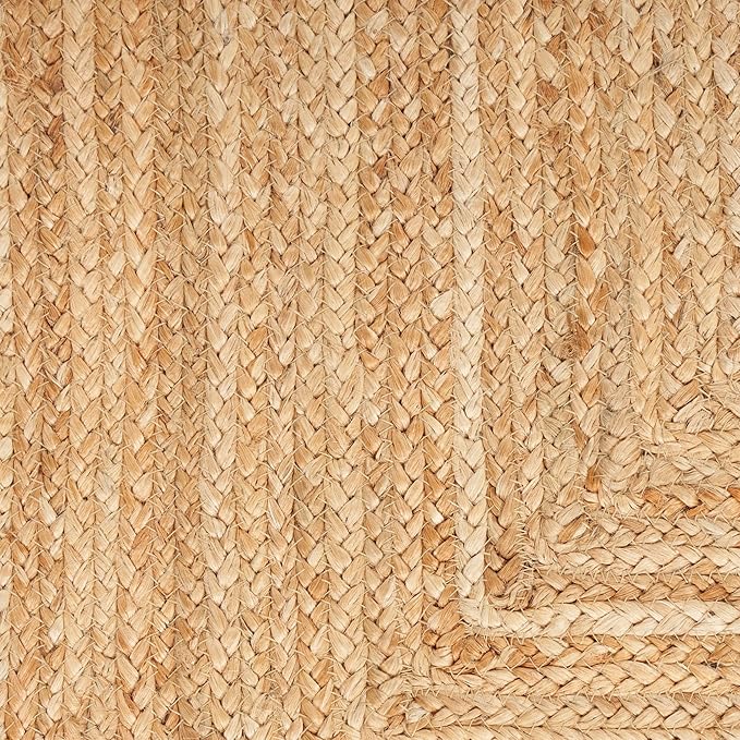 Nourison Home Natural Jute Natural 4' x 6' Area Rug - Easy Clean, Non Shedding, Bed Room, Living Room, Dining Room, Kitchen (4' x 6')