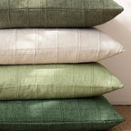 Foindtower Set of 2 Decorative Linen Check Throw Pillow Covers Neutral Farmhouse Vintage Cushion Covers Modern Boho Accent Home Decor for Sofa Chair Couch Bedroom Living Room,20×20 Inch,Light Green