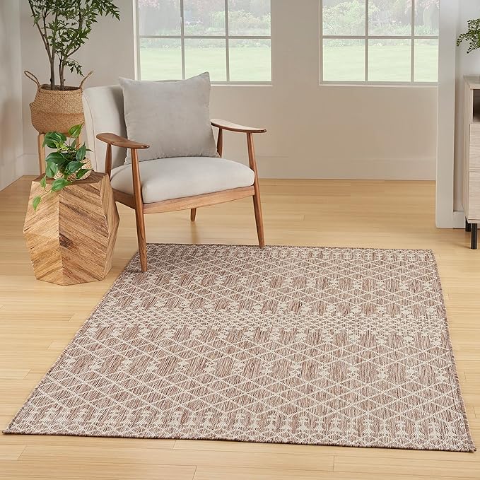 Nourison Home Positano Beige 6' x 9' Area Rug - Easy Clean, Non Shedding, Bed Room, Living Room, Dining Room, Kitchen (6' x 9')