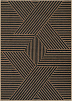 Lahome Enfys Modern Geometric Outdoor Easy Jute Rug, 5x7 Patio Living Room Rug Large Black Carpet for Bedroom, Farmhouse Washable Indoor Outdoor Carpet for Dining Room Backyard Deck
