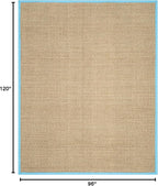 SAFAVIEH Area Rug 8x10 - Natural Fiber Collection - Large - Natural & Turquoise, Seagrass, Basketweave Pattern (NF114S)