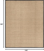 SAFAVIEH Area Rug 10x14 - Natural Fiber Collection - Large - Natural & Black, Seagrass, Basketweave Pattern with Border (NF114C)