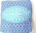 CRAFT KALA 18" Square Large Hippie Mandala Meditation Floor Ottoman Pillow Cushion Pouf Cover Square Poufs Bohemian Circle Floor Cushion Case Outdoor Fireplace Yoga Living Room Decor Cover Blue Ombre