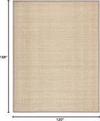 SAFAVIEH Area Rug 10x14 - Natural Fiber Collection - Large - Natural & Grey, Seagrass, Basketweave Pattern with Border (NF114P)