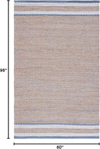 SAFAVIEH Natural Fiber Collection Area Rug - 5' x 8', Natural & Blue, Handmade Farmhouse Boho Coastal Rustic Jute, Ideal for High Traffic Areas in Living Room, Bedroom (NF874M)
