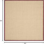 SAFAVIEH Area Rug 6' Square - Natural Fiber Collection - Maize & Burgundy, Sisal, Woven Design with Border (NF141D)