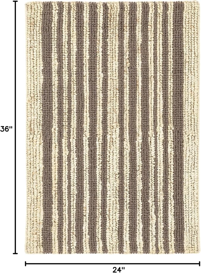 Dash and Albert Calder Stripe Grey Handwoven Jute Rug, 2 X 3 Feet, Neutral/Grey Stripe Pattern
