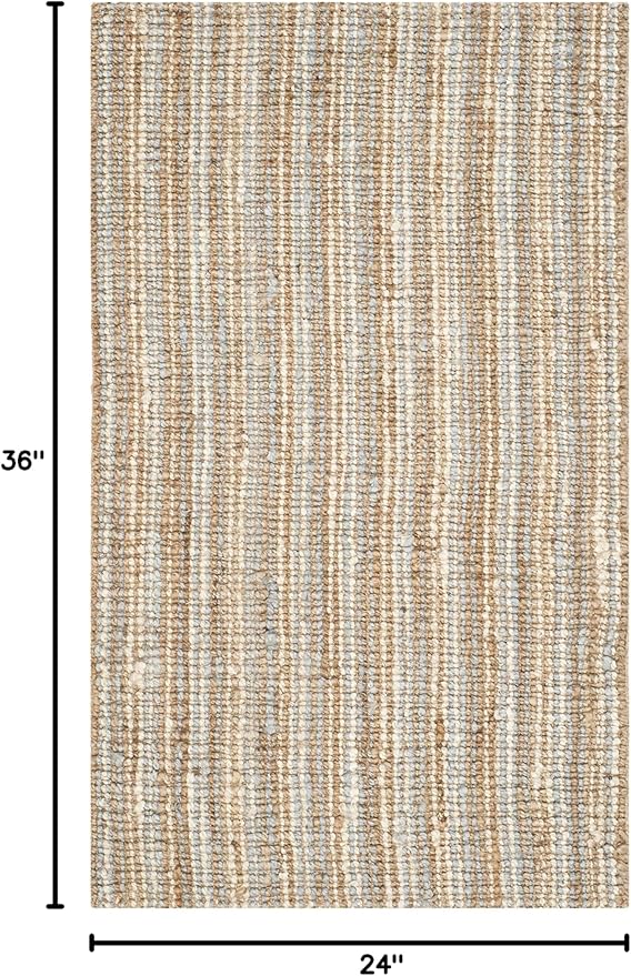 SAFAVIEH Area Rug 2x3 - Natural Fiber Collection - Grey & Natural Brown, Handmade Jute, Farmhouse Style, Chunky Textured Thick Pile (NF447K)