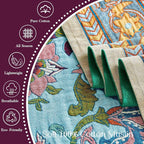 Boho Throw Blanket 100% Cotton Muslin Woven Blanket Bohemian Bed Throws Vintage Rustic Farmhouse Decor Reversible Bed Blanket Quilt for All Seasons（Blue 80"x90"）