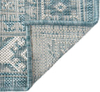 Rugs.com Outdoor Aztec Collection Rug – 8 Ft Runner Aqua Flatweave Rug Perfect for Hallways, Entryways