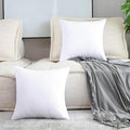 Home Brilliant Decorative Pillow Covers 18x18 Supersoft Striped Velvet Throw Pillow Covers Set of 2 Cushion Cover for Chair, 18 x 18 inch, Pure White