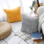 Home Brilliant 2 Pack Large Spring Pillow Covers Super Soft Striped Corduroy Large Throw Pillow Sham Cushion Cover Living Room Winter Decor, 26 x 26 Inch, Sunflower Yellow