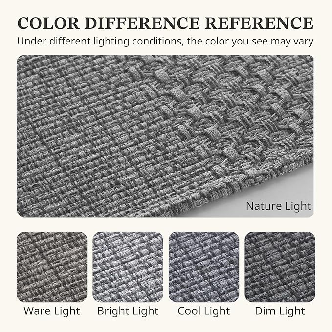 2' x 4' Entryway Rug, Boho Small Area Rug, Machine Washable, Woven Rug, Non-Slip, Vintage Design, Pet Friendly, Soft Faux Fibre, for Indoor Entryways, Bedroom, Kitchens, Front Doors Grey