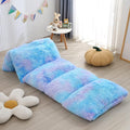 Mengersi Velvet Floor Pillows,Faux Fur Tie Dye Pillow Bed Floor Lounger Cover,Sleeping Mat for Kids Teen Toddler,Pillow Lounger for Reading Playing Games Party,Requires 5 Pillows(King,Blue)