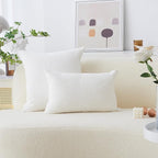 Home Brilliant Pillow Covers 18x18 Striped Corduroy Velvet Cushion Covers Set of 2 Square Decorative Pillowcase, 18 x 18 inch, Creamy White