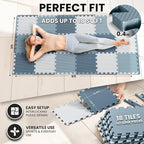bemaxx Gym Mats Set - 18 pcs EVA Interlocking Foam Floor Tiles (12.6"x12.6"x0.4") 18sqft Protective Gym Flooring Sports Home Workout Exercise Mats Puzzle Garage Fitness Play-Room Pool Treadmill Bike