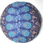CRAFT KALA Blue Peacock Large Hippie Mandala Meditation Floor Ottoman Pillow Cushion Pouf Cover Square Poufs Bohemian Circle Floor Cushion Case Outdoor Fireplace Yoga Living Room Decor Cover 16" Round