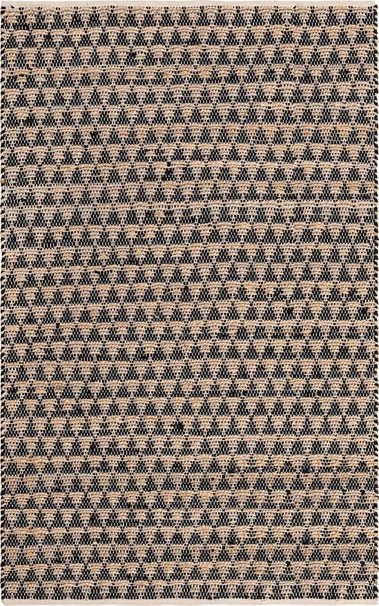Unique Loom Chindi Jute Collection Area Rug (5' 1" x 8' Rectangle, Black/ Natural)