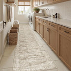 Runner Rug 2'x10' Washable Non-Slip Runner Rugs for Kitchen Bathroom Laundry Room Brown Vintage Floor Carpet Runners for Hallway Entryway