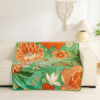 Sage Green Boho Floral Flannel Fleece Throw Blanket – Soft, Warm & Lightweight Fuzzy Blanket for Couch, Bed, or Sofa Decor, Cute Botanical Design for Men Women & Girls, 50''x60''