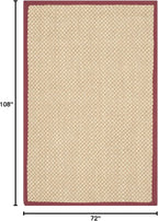 SAFAVIEH Area Rug 6x9 - Natural Fiber Collection - Maize & Burgundy, Sisal, Woven Design with Border (NF141D)