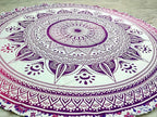 Round Beach Tapestry Turquoise Mandala Throw/Boho Hippie Beach Blanket Roundie/Indian Cotton Bohemian Large Round Table Cloth-Home Decor/Yoga Mat Meditation Picnic Rug (70", Pink)
