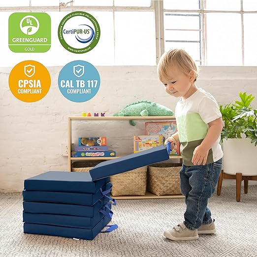 ECR4Kids SoftZone Floor Cushions, Square, Flexible Seating, Navy, 6-Piece