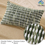 AmHoo Set of 2 Boho Chenille Pillow Cover Decorative Tufted Pillowcase for Couch Bed Sofa Bedroom Living Room Modern 12 x 20-Inch Sage Green