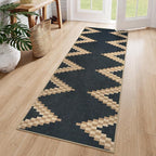 LIVEBOX Easy Jute Runner Rug for Entryway, 2x6 Runners Rug Kitchen Rugs Non Slip, Washable Black and Tan Boho Indoor Runner Rugs for Laundry Room Bedroom, Carpet Runners for Hallway 6ft